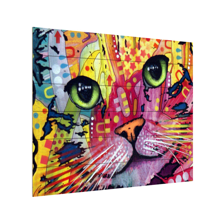 Wooden Slat Art 18 x 22 Inches Titled Tilt Cat Ready to Hang  Picture Image 3