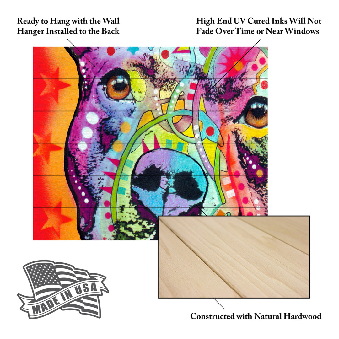 Wooden Slat Art 18 x 22 Inches Titled Thoughtful Pitbull Ready to Hang Picture Image 5