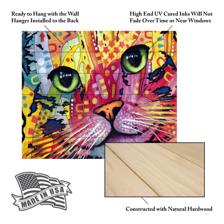 Wooden Slat Art 18 x 22 Inches Titled Tilt Cat Ready to Hang  Picture Image 5