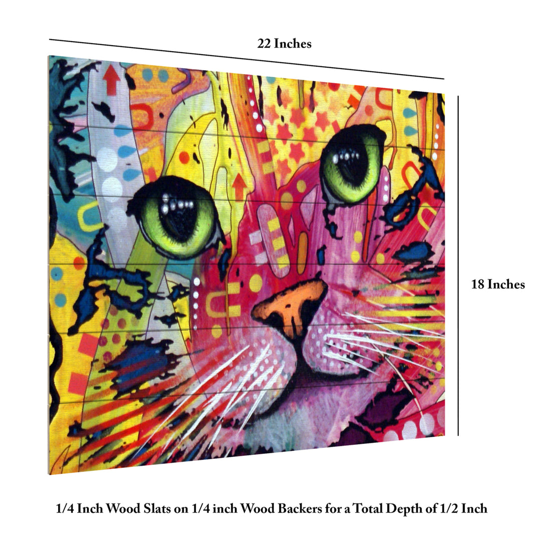 Wooden Slat Art 18 x 22 Inches Titled Tilt Cat Ready to Hang  Picture Image 6