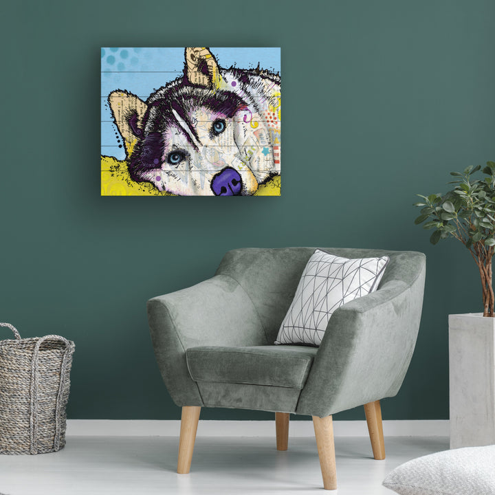 Wooden Slat Art 18 x 22 Inches Titled Siberian Husky II Ready to Hang Picture Image 1