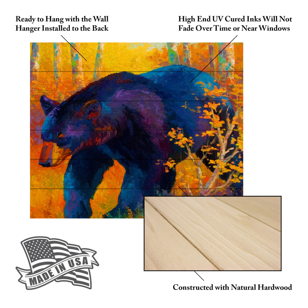 Wooden Slat Art 18 x 22 Inches Titled In To Spring Black Bear Ready to Hang Picture Image 5