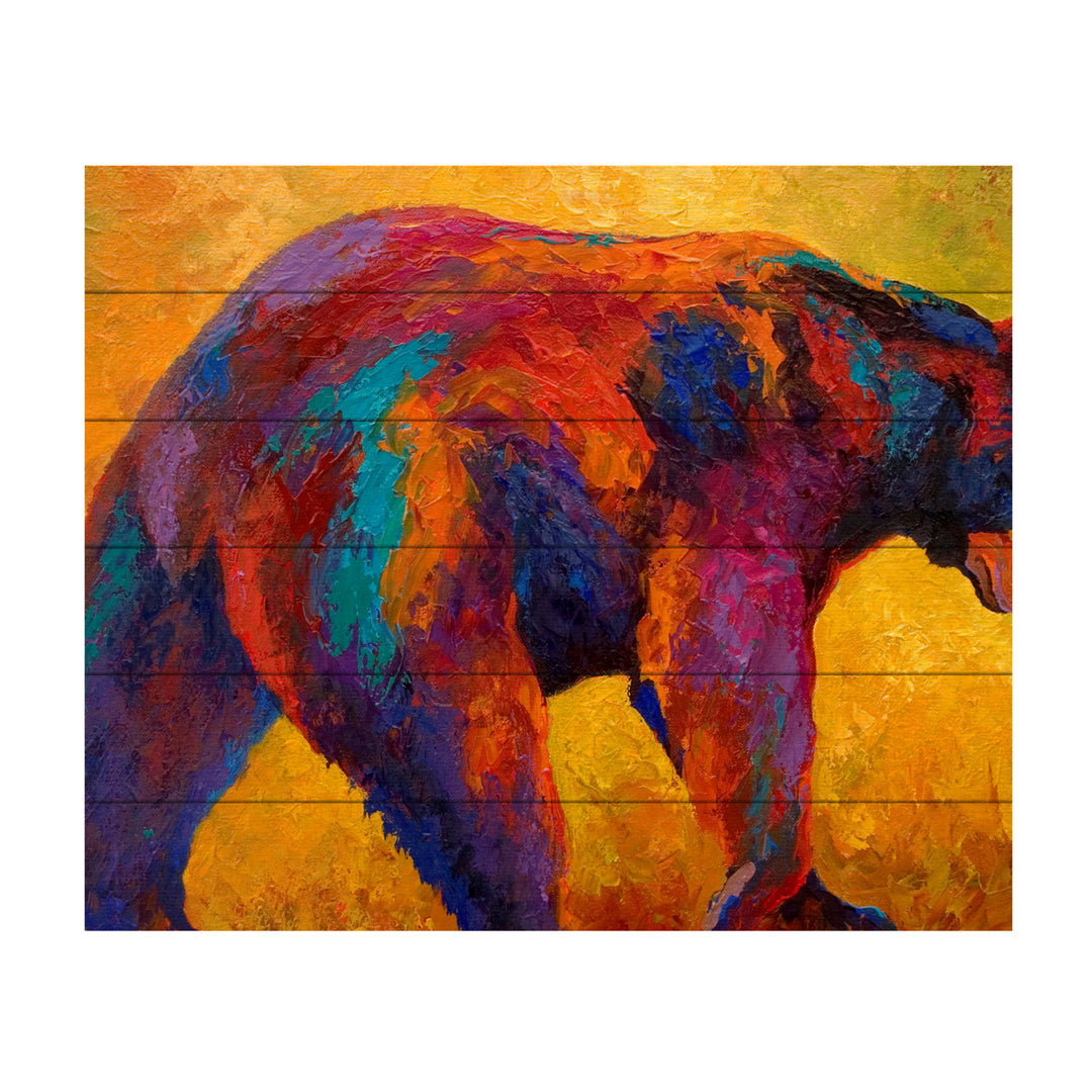 Wooden Slat Art 18 x 22 Inches Titled Daily Rounds Black Bear Ready to Hang Picture Image 2