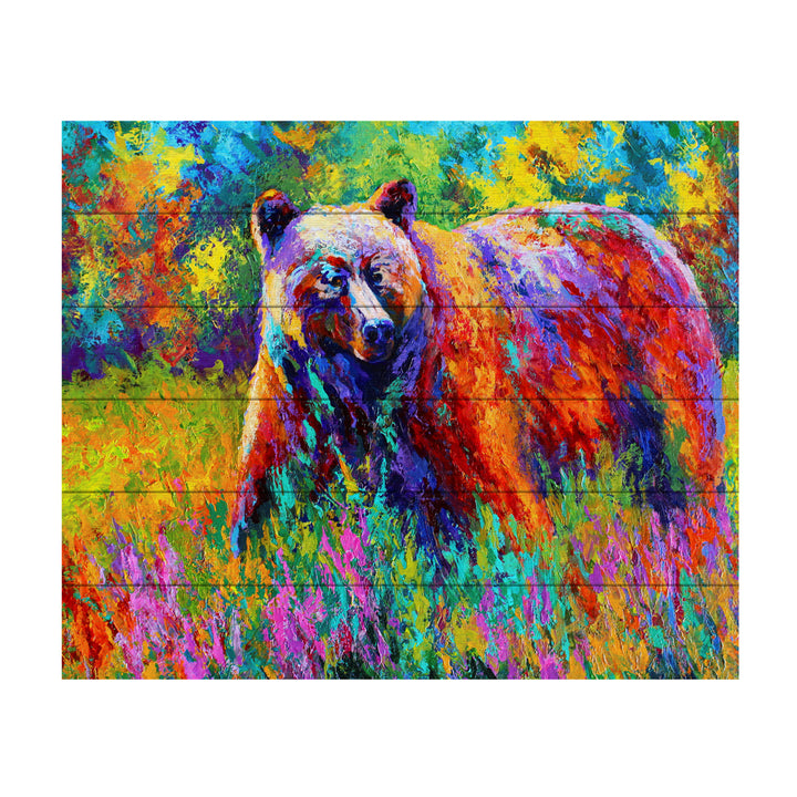 Wooden Slat Art 18 x 22 Inches Titled Grizz On Guard Ready to Hang Picture Image 2