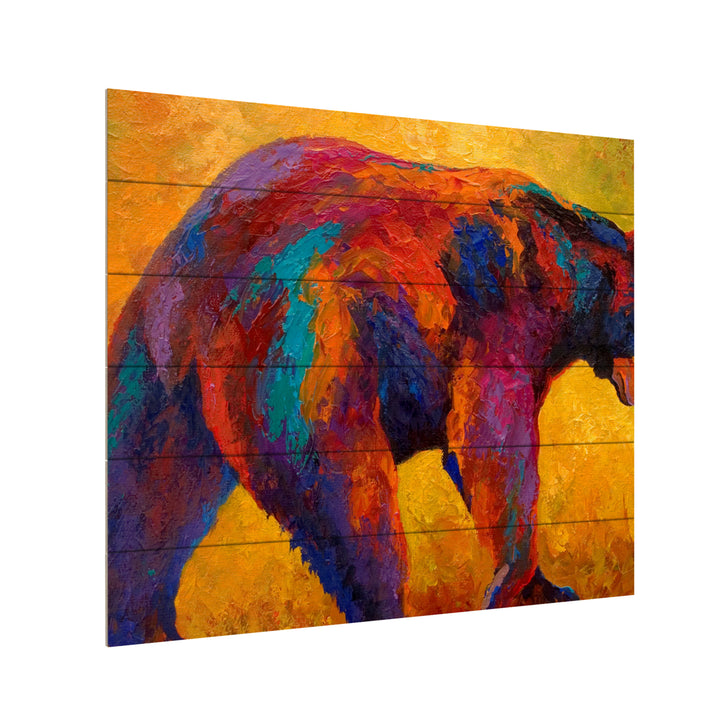 Wooden Slat Art 18 x 22 Inches Titled Daily Rounds Black Bear Ready to Hang Picture Image 3