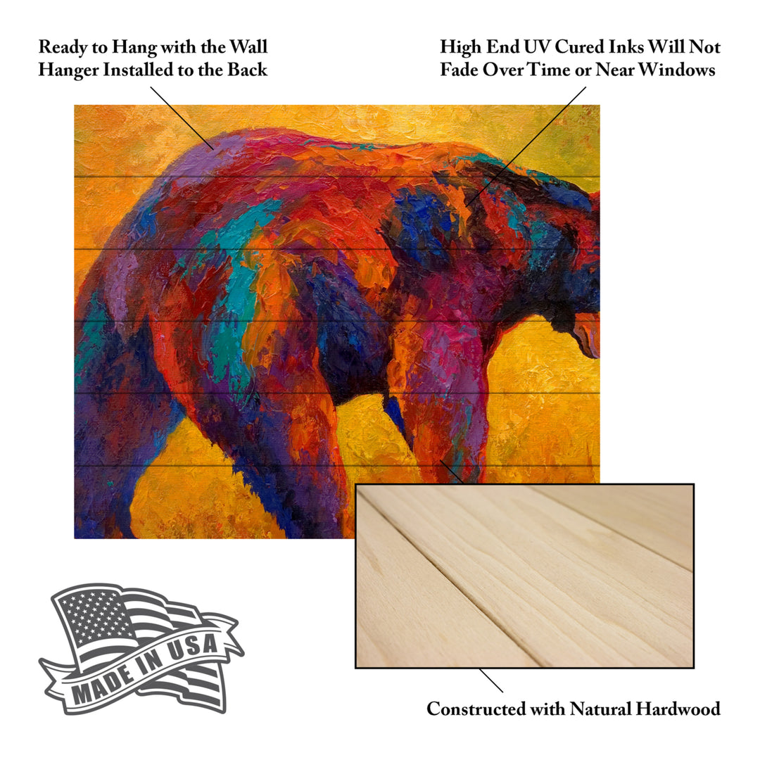 Wooden Slat Art 18 x 22 Inches Titled Daily Rounds Black Bear Ready to Hang Picture Image 5