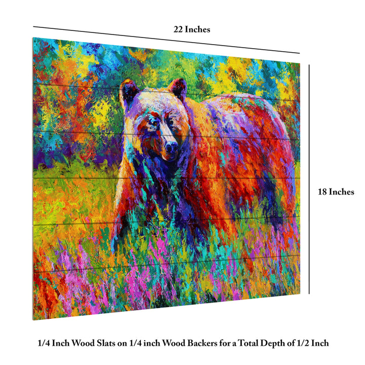 Wooden Slat Art 18 x 22 Inches Titled Grizz On Guard Ready to Hang Picture Image 6