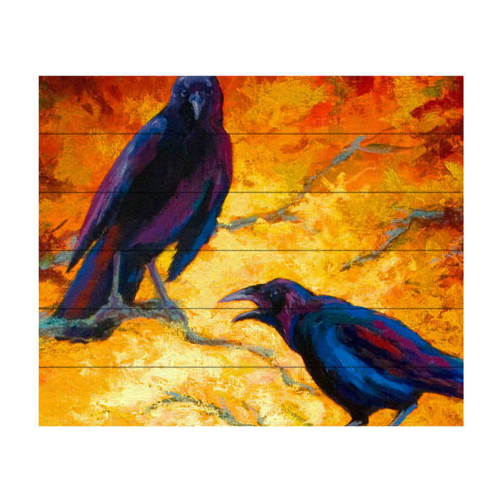 Wooden Slat Art 18 x 22 Inches Titled Crows 9 Ready to Hang Picture Image 2