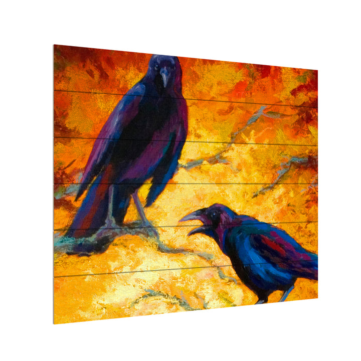 Wooden Slat Art 18 x 22 Inches Titled Crows 9 Ready to Hang Picture Image 3