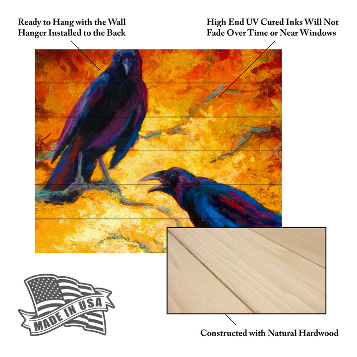 Wooden Slat Art 18 x 22 Inches Titled Crows 9 Ready to Hang Picture Image 5