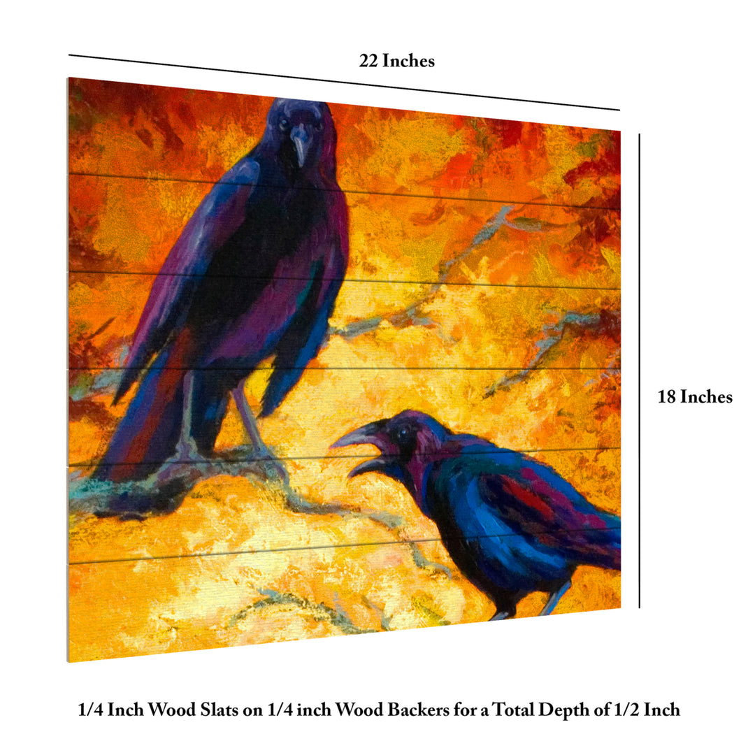 Wooden Slat Art 18 x 22 Inches Titled Crows 9 Ready to Hang Picture Image 6