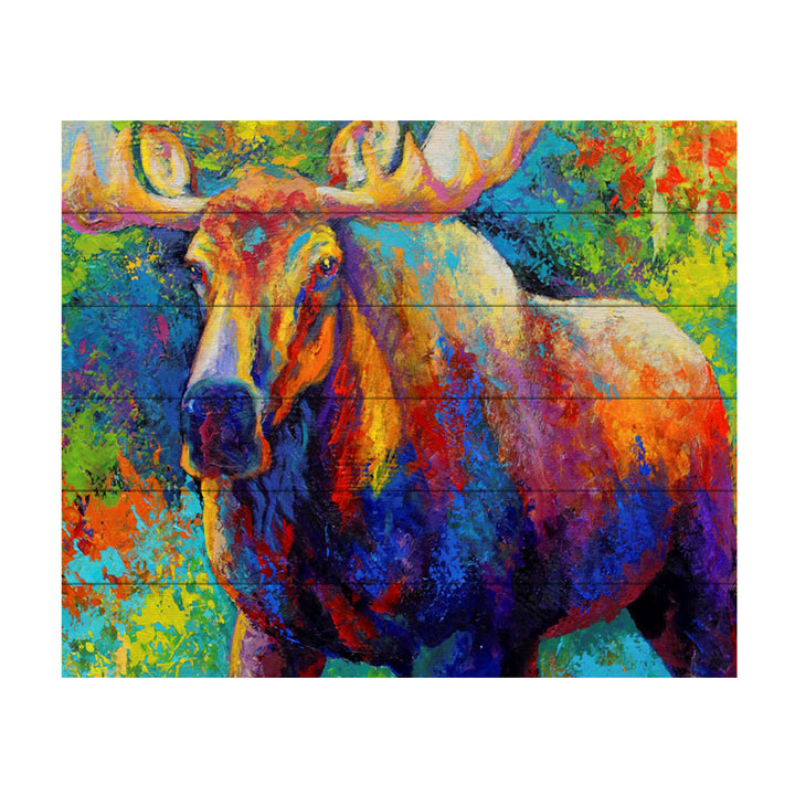 Wooden Slat Art 18 x 22 Inches Titled Bull Moose Ready to Hang Picture Image 2