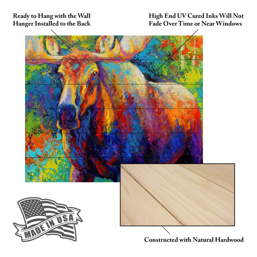 Wooden Slat Art 18 x 22 Inches Titled Bull Moose Ready to Hang Picture Image 5