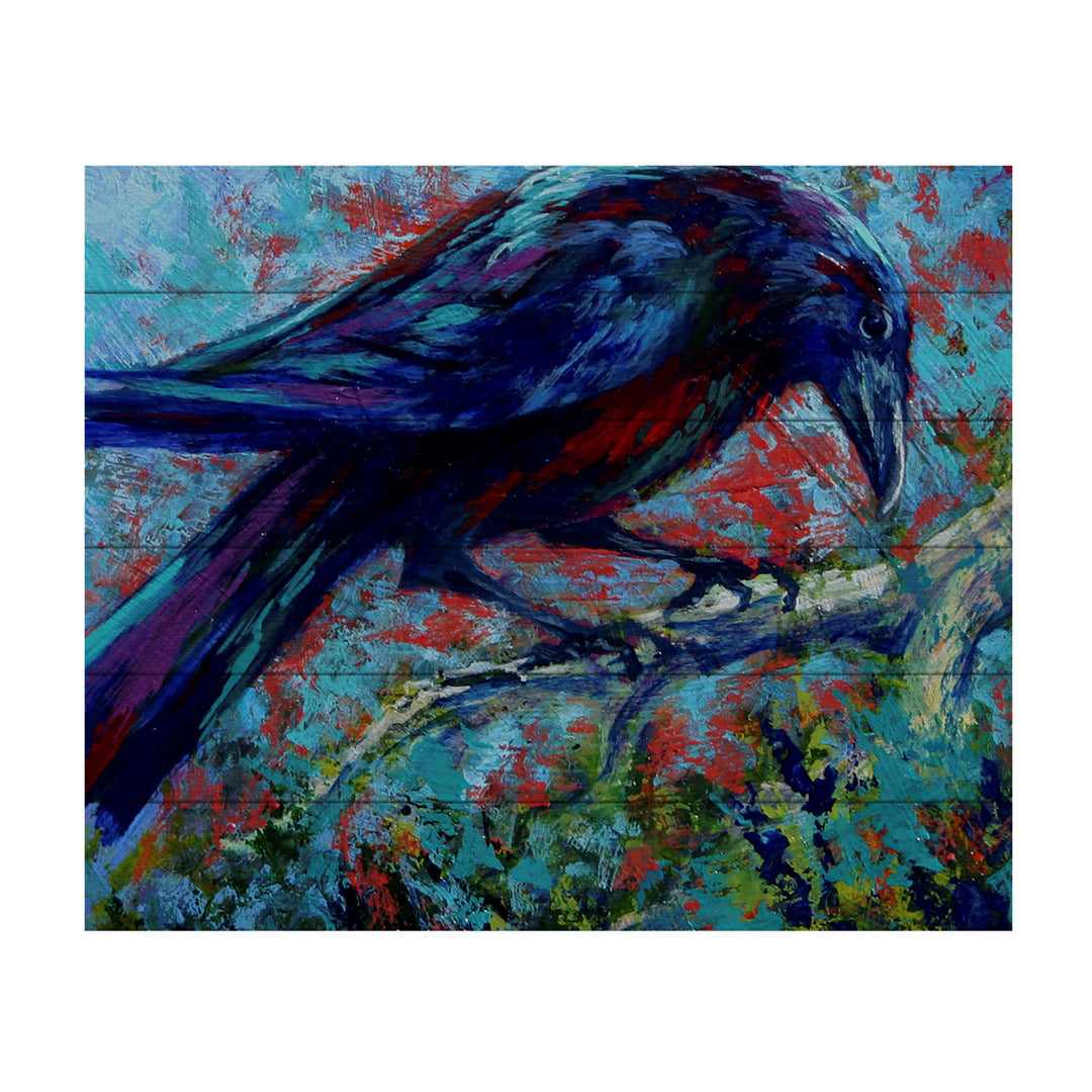 Wooden Slat Art 18 x 22 Inches Titled Raven Ready to Hang  Picture Image 2