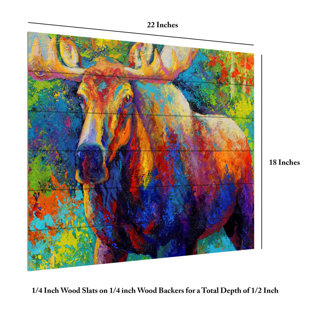 Wooden Slat Art 18 x 22 Inches Titled Bull Moose Ready to Hang Picture Image 6