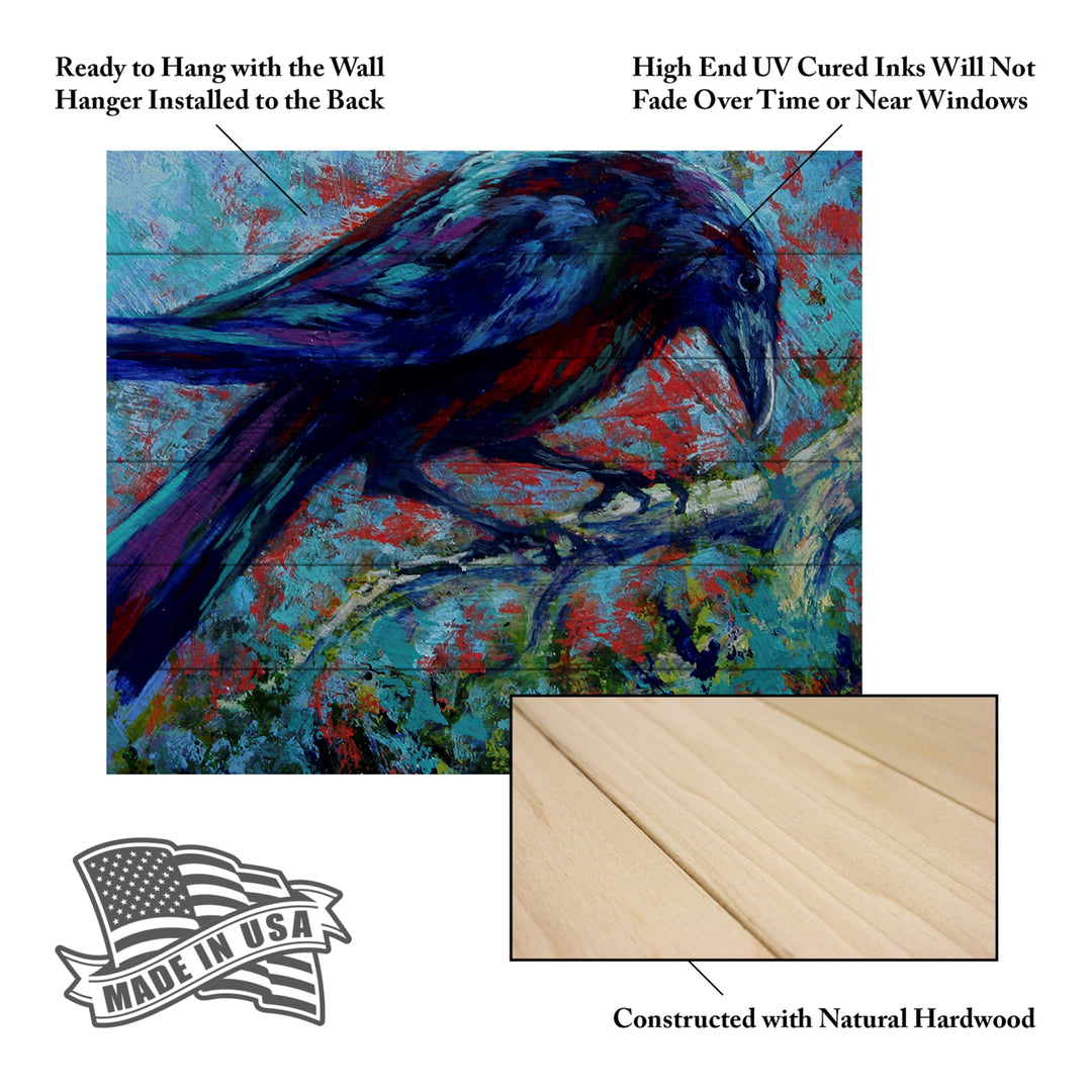 Wooden Slat Art 18 x 22 Inches Titled Raven Ready to Hang Picture Image 5