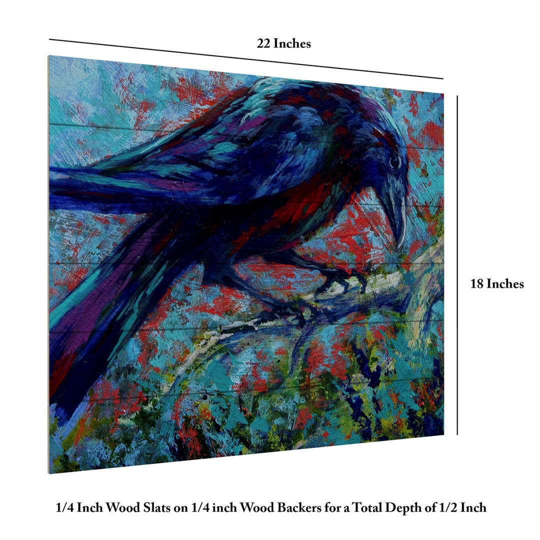 Wooden Slat Art 18 x 22 Inches Titled Raven Ready to Hang  Picture Image 6