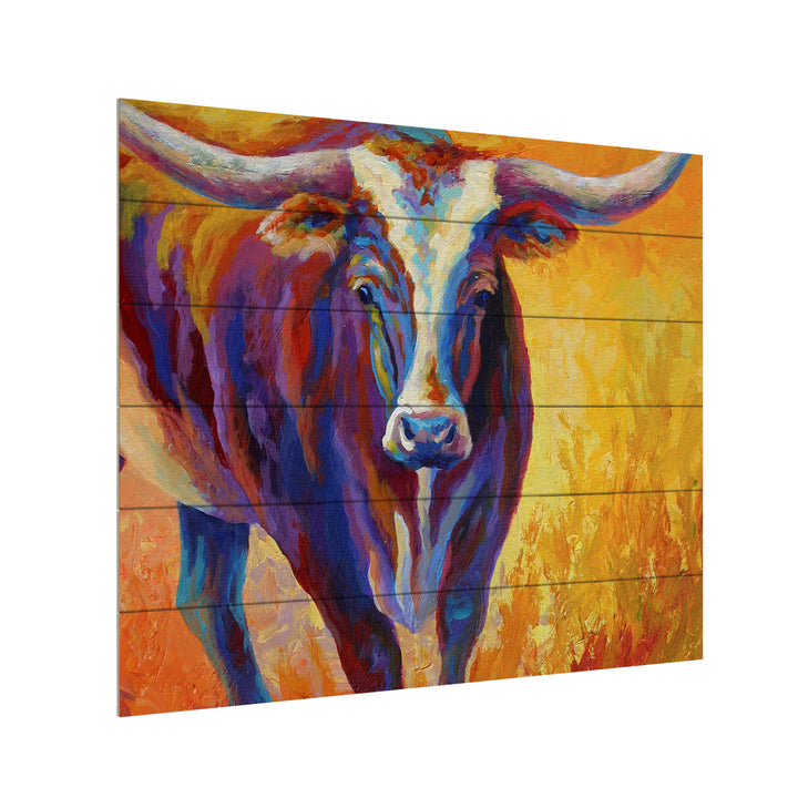 Wooden Slat Art 18 x 22 Inches Titled Stepping Out Longhorn Ready to Hang Picture Image 3