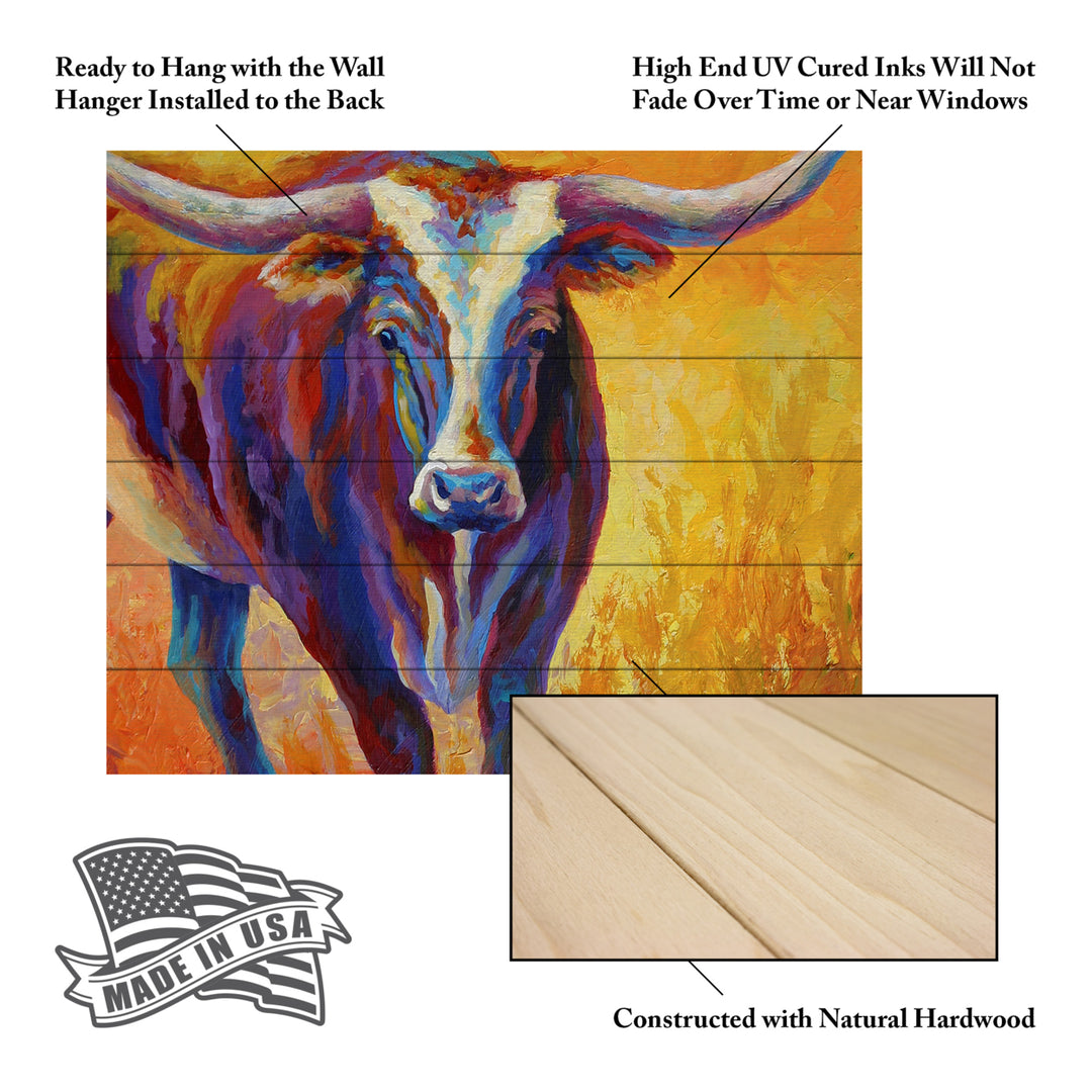 Wooden Slat Art 18 x 22 Inches Titled Stepping Out Longhorn Ready to Hang Picture Image 5