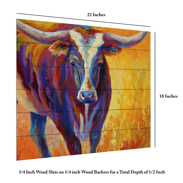 Wooden Slat Art 18 x 22 Inches Titled Stepping Out Longhorn Ready to Hang Picture Image 6