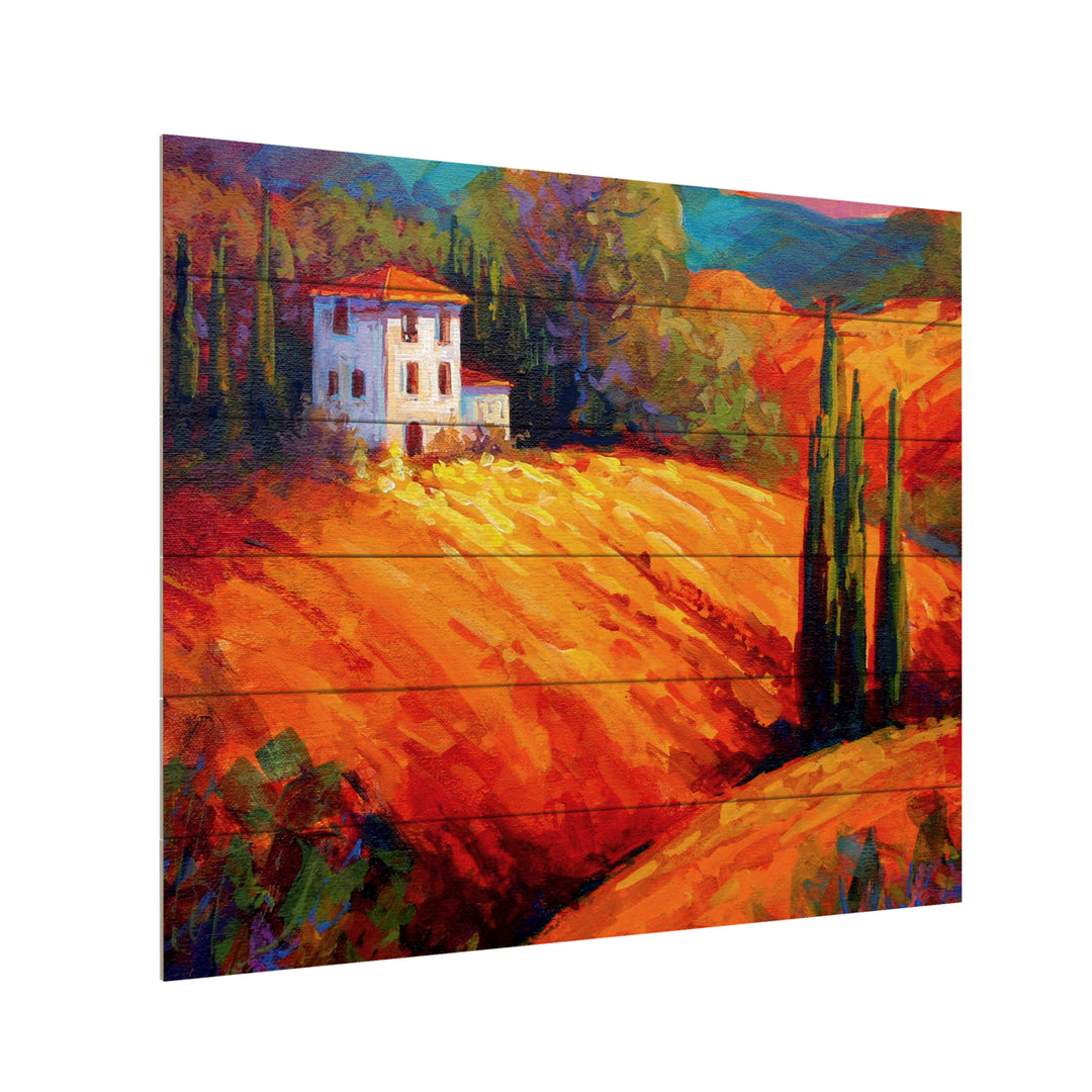 Wooden Slat Art 18 x 22 Inches Titled Tuscan Villa Evening Ready to Hang Picture Image 3