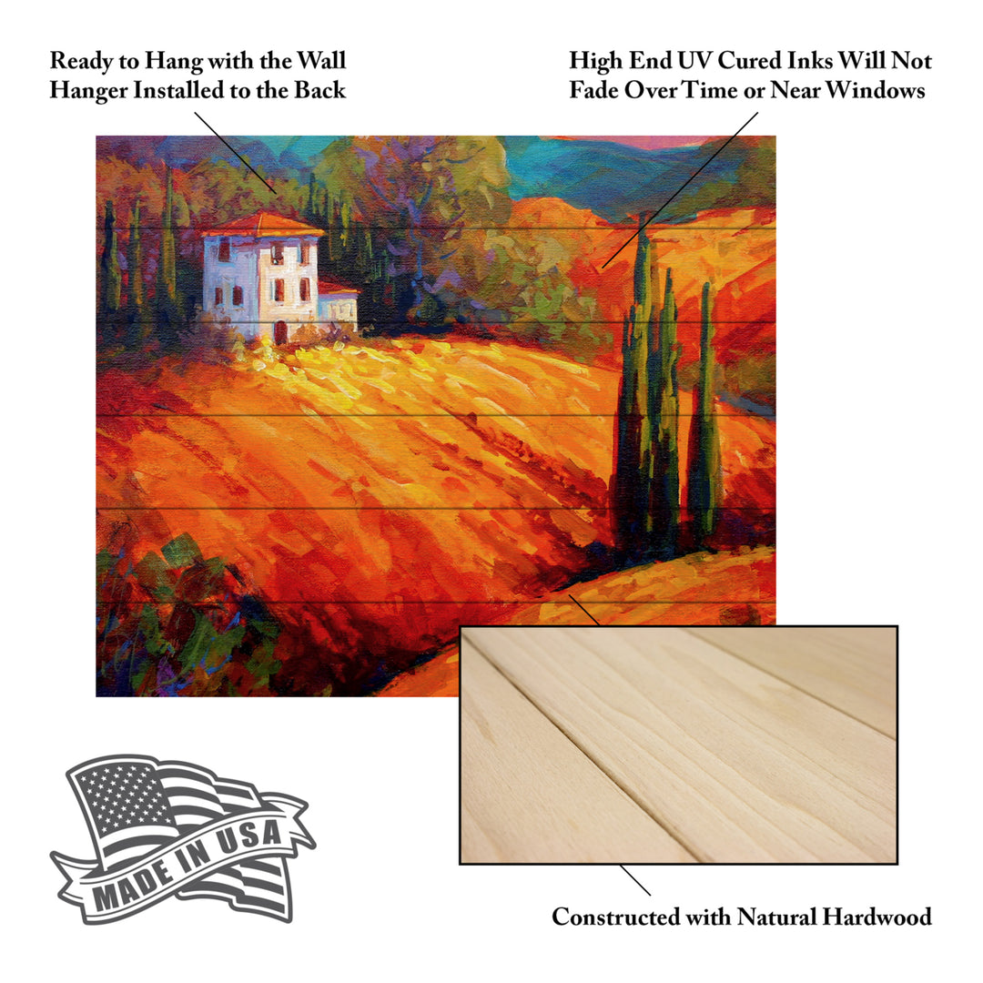 Wooden Slat Art 18 x 22 Inches Titled Tuscan Villa Evening Ready to Hang Picture Image 5