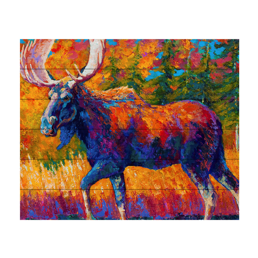 Wooden Slat Art 18 x 22 Inches Titled Moose Encounter Ready to Hang  Picture Image 2
