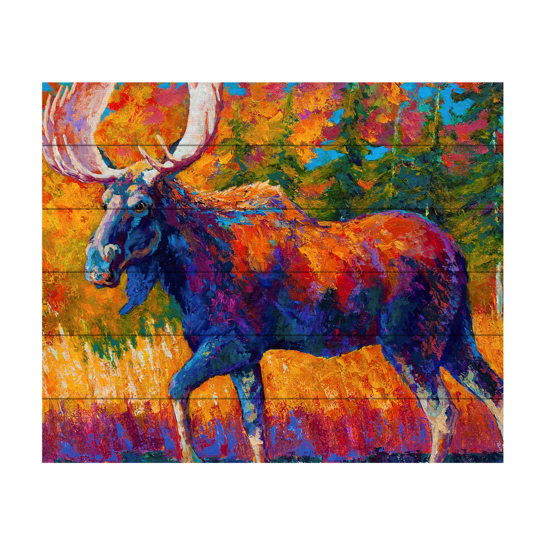 Wooden Slat Art 18 x 22 Inches Titled Moose Encounter Ready to Hang Picture Image 2