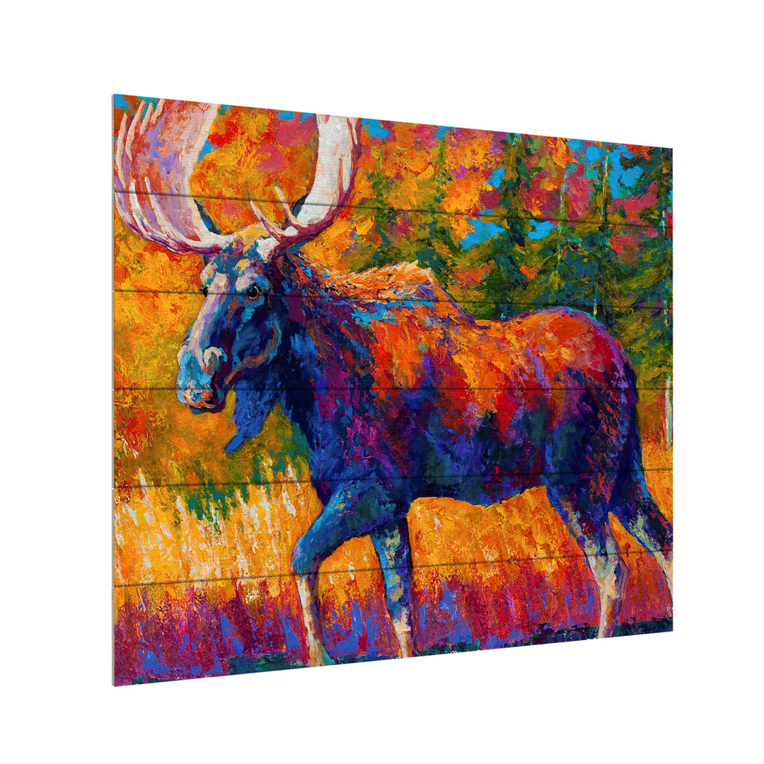 Wooden Slat Art 18 x 22 Inches Titled Moose Encounter Ready to Hang Picture Image 3