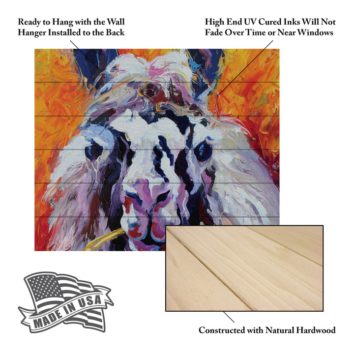 Wooden Slat Art 18 x 22 Inches Titled Llama III Ready to Hang Picture Image 5