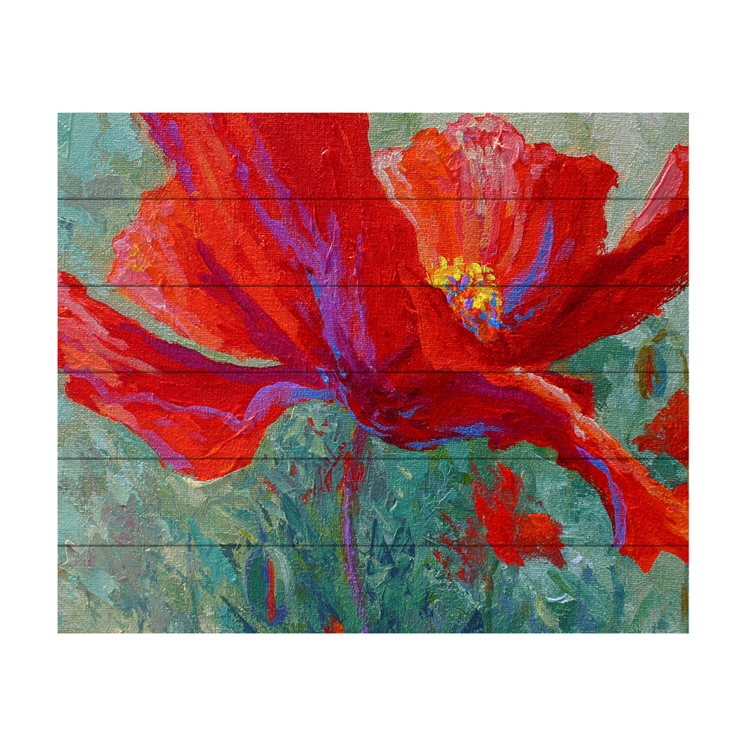 Wooden Slat Art 18 x 22 Inches Titled Red Poppy 1 Ready to Hang Picture Image 2