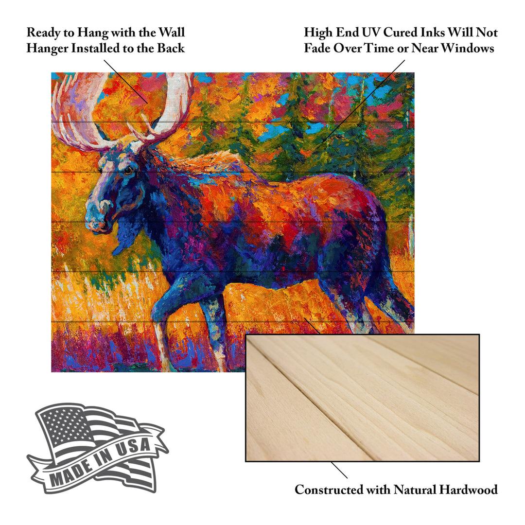 Wooden Slat Art 18 x 22 Inches Titled Moose Encounter Ready to Hang Picture Image 5