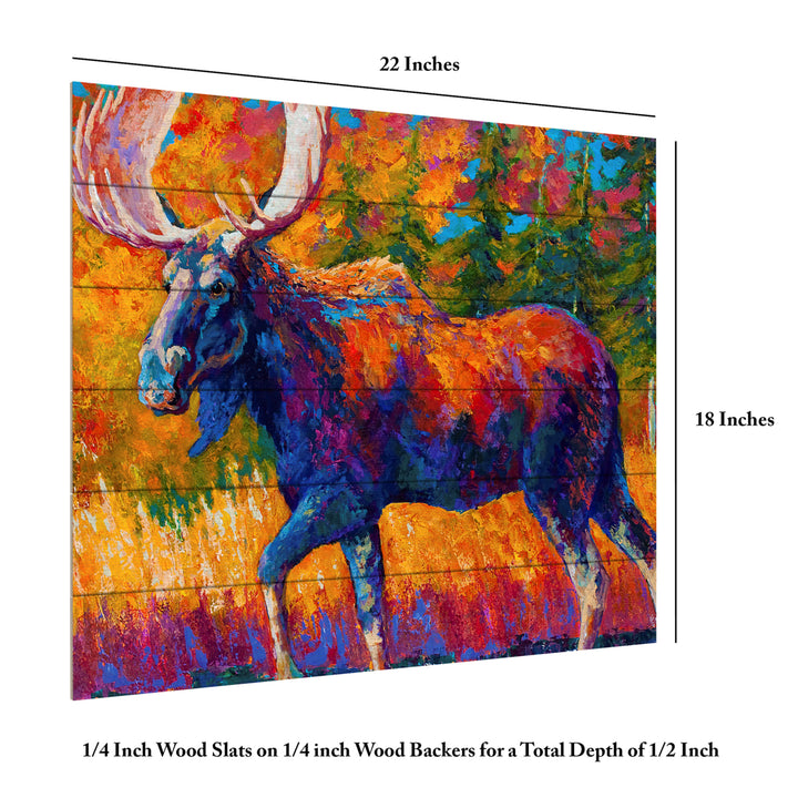 Wooden Slat Art 18 x 22 Inches Titled Moose Encounter Ready to Hang Picture Image 6