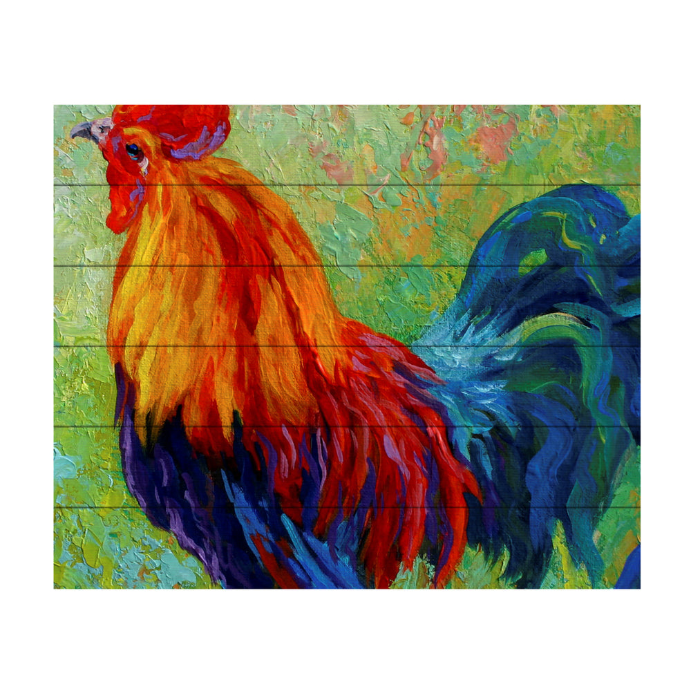 Wooden Slat Art 18 x 22 Inches Titled Band Of Gold Rooster Ready to Hang  Picture Image 2