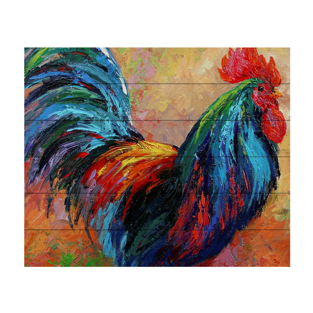 Wooden Slat Art 18 x 22 Inches Titled Mr T Rooster Ready to Hang Picture Image 2