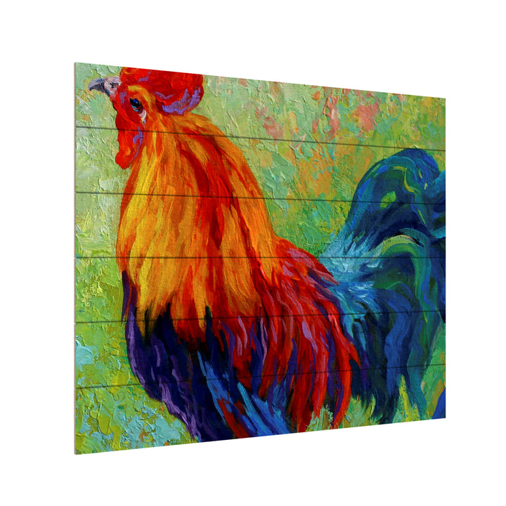 Wooden Slat Art 18 x 22 Inches Titled Band Of Gold Rooster Ready to Hang Picture Image 3