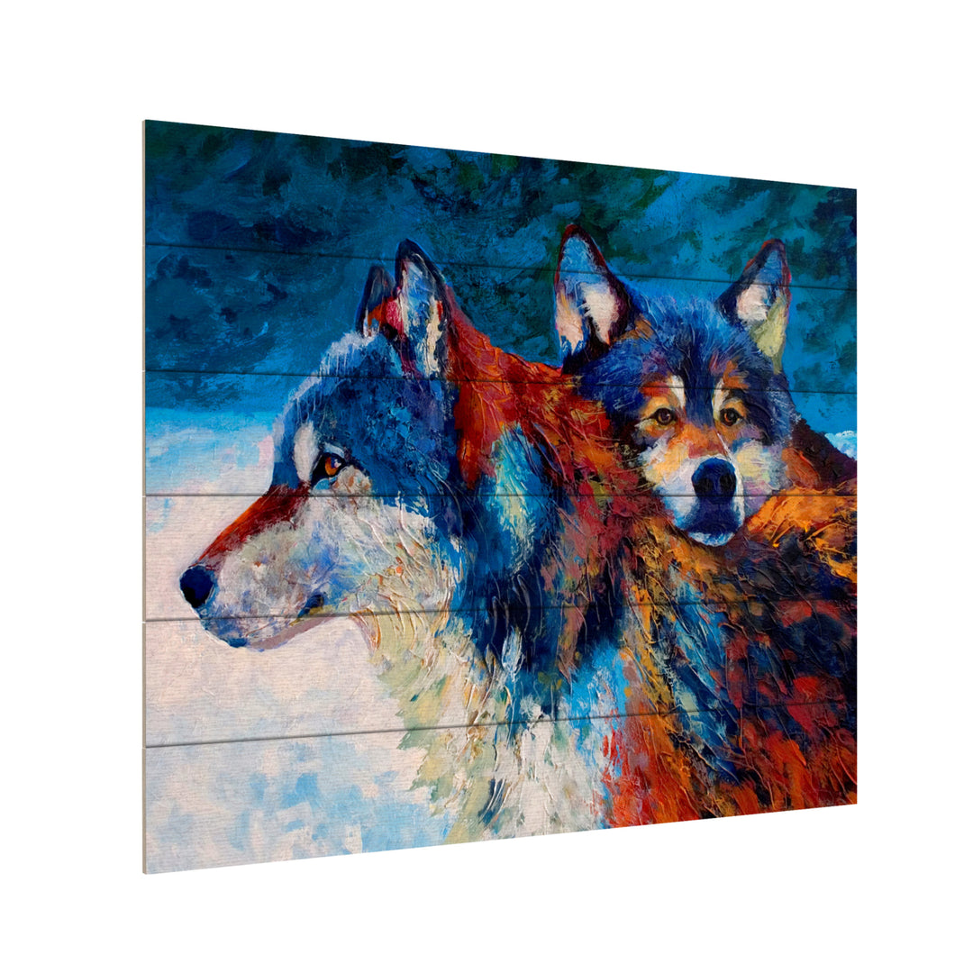 Wooden Slat Art 18 x 22 Inches Titled Wolves Ready to Hang Picture Image 3