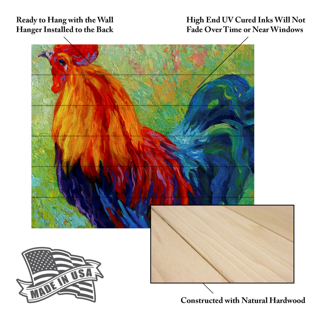 Wooden Slat Art 18 x 22 Inches Titled Band Of Gold Rooster Ready to Hang Picture Image 5