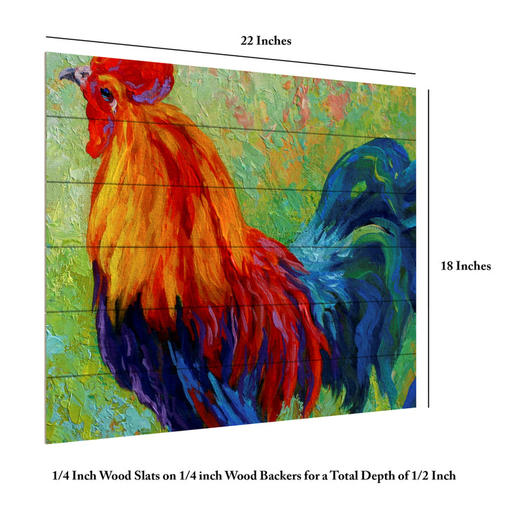 Wooden Slat Art 18 x 22 Inches Titled Band Of Gold Rooster Ready to Hang Picture Image 6