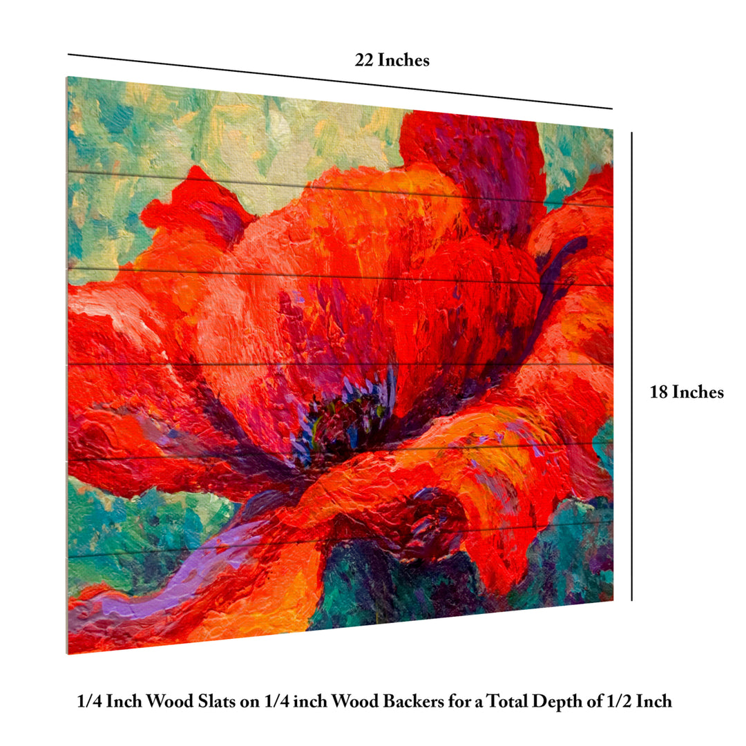 Wooden Slat Art 18 x 22 Inches Titled Red Poppy III Ready to Hang Picture Image 6