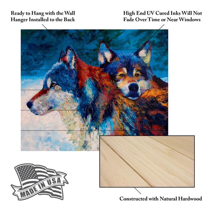 Wooden Slat Art 18 x 22 Inches Titled Wolves Ready to Hang Picture Image 5