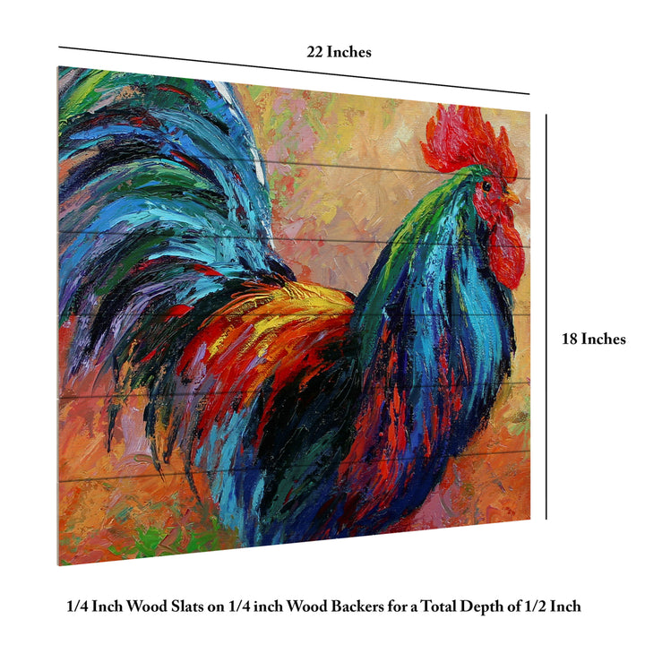 Wooden Slat Art 18 x 22 Inches Titled Mr T Rooster Ready to Hang Picture Image 6