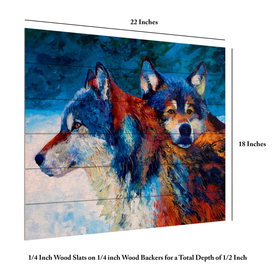 Wooden Slat Art 18 x 22 Inches Titled Wolves Ready to Hang Picture Image 6