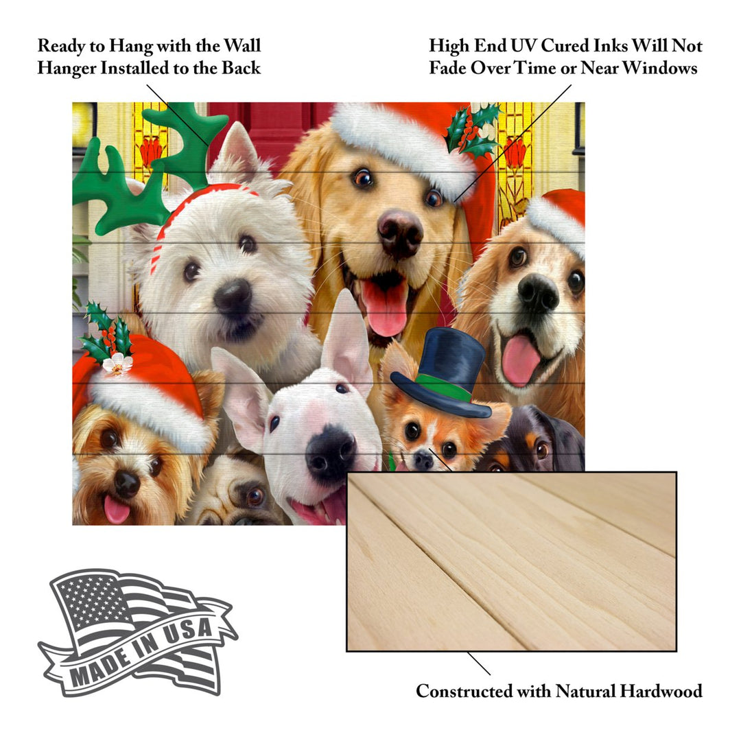 Wooden Slat Art 18 x 22 Inches Titled Christmas Dogs Ready to Hang Picture Image 5