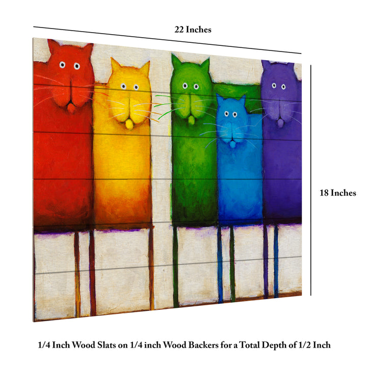 Wooden Slat Art 18 x 22 Inches Titled Rainbow Cats Ready to Hang Picture Image 6