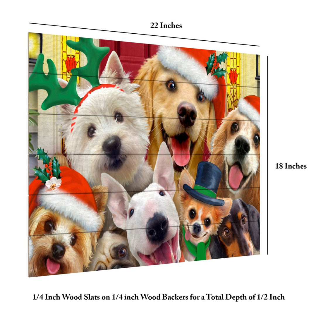 Wooden Slat Art 18 x 22 Inches Titled Christmas Dogs Ready to Hang Picture Image 6