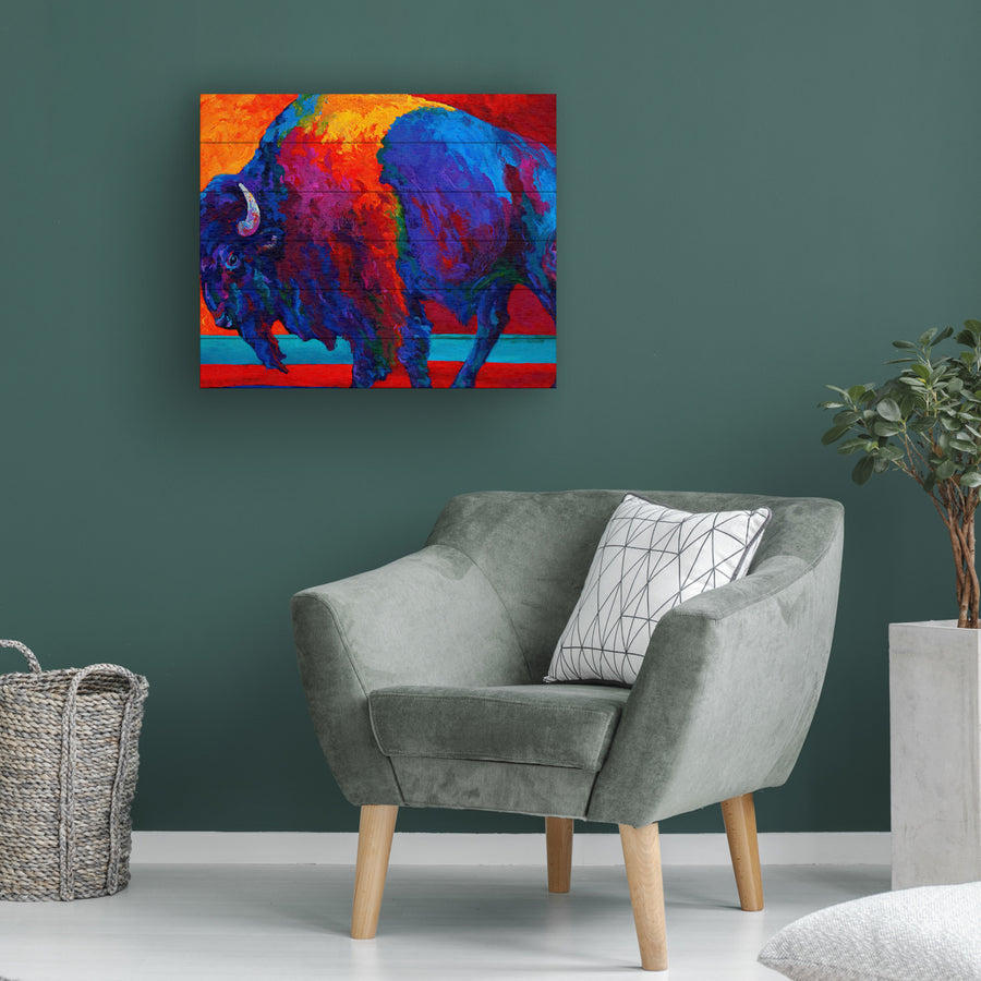 Wooden Slat Art 18 x 22 Inches Titled Abstract Bison Ready to Hang Picture Image 1