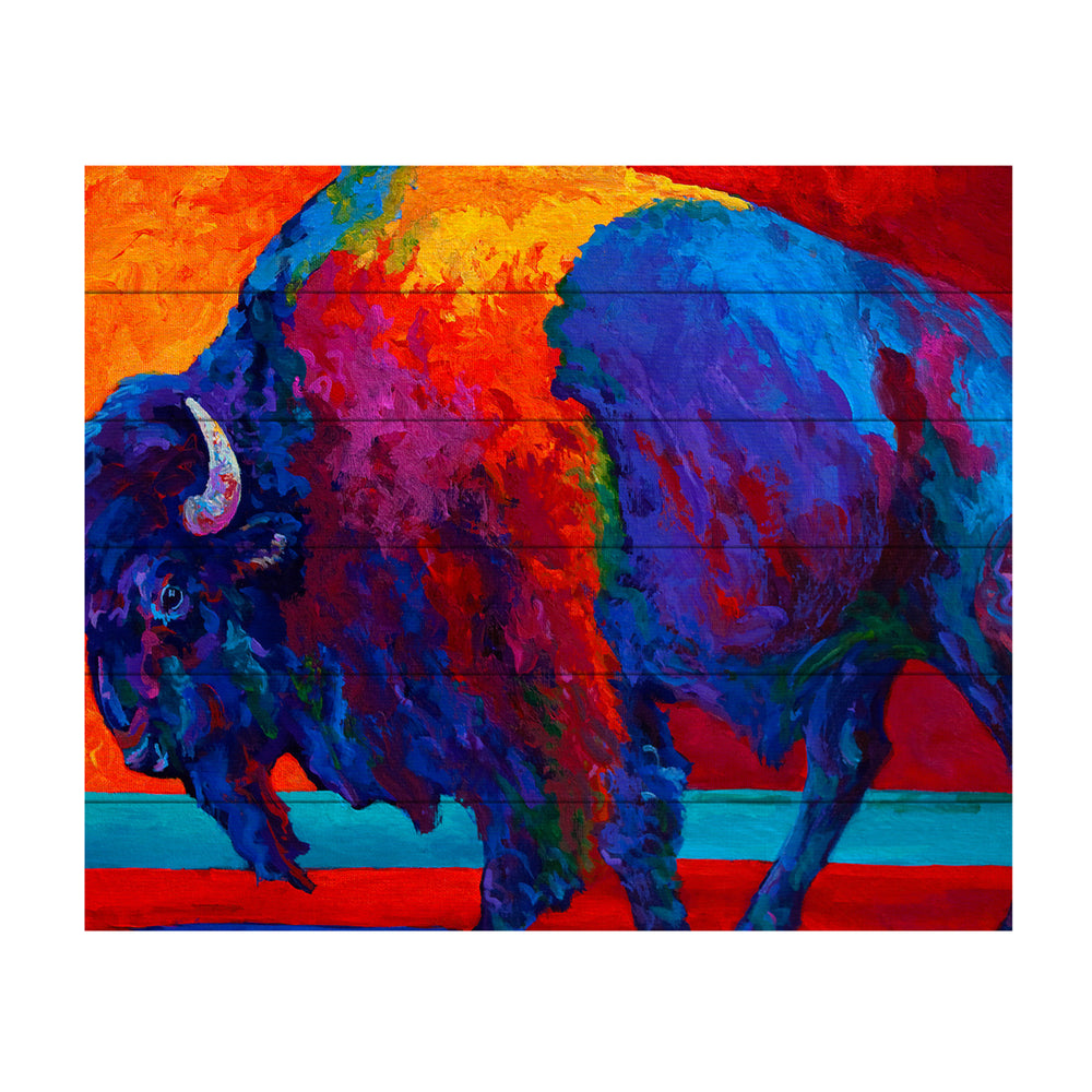 Wooden Slat Art 18 x 22 Inches Titled Abstract Bison Ready to Hang Picture Image 2