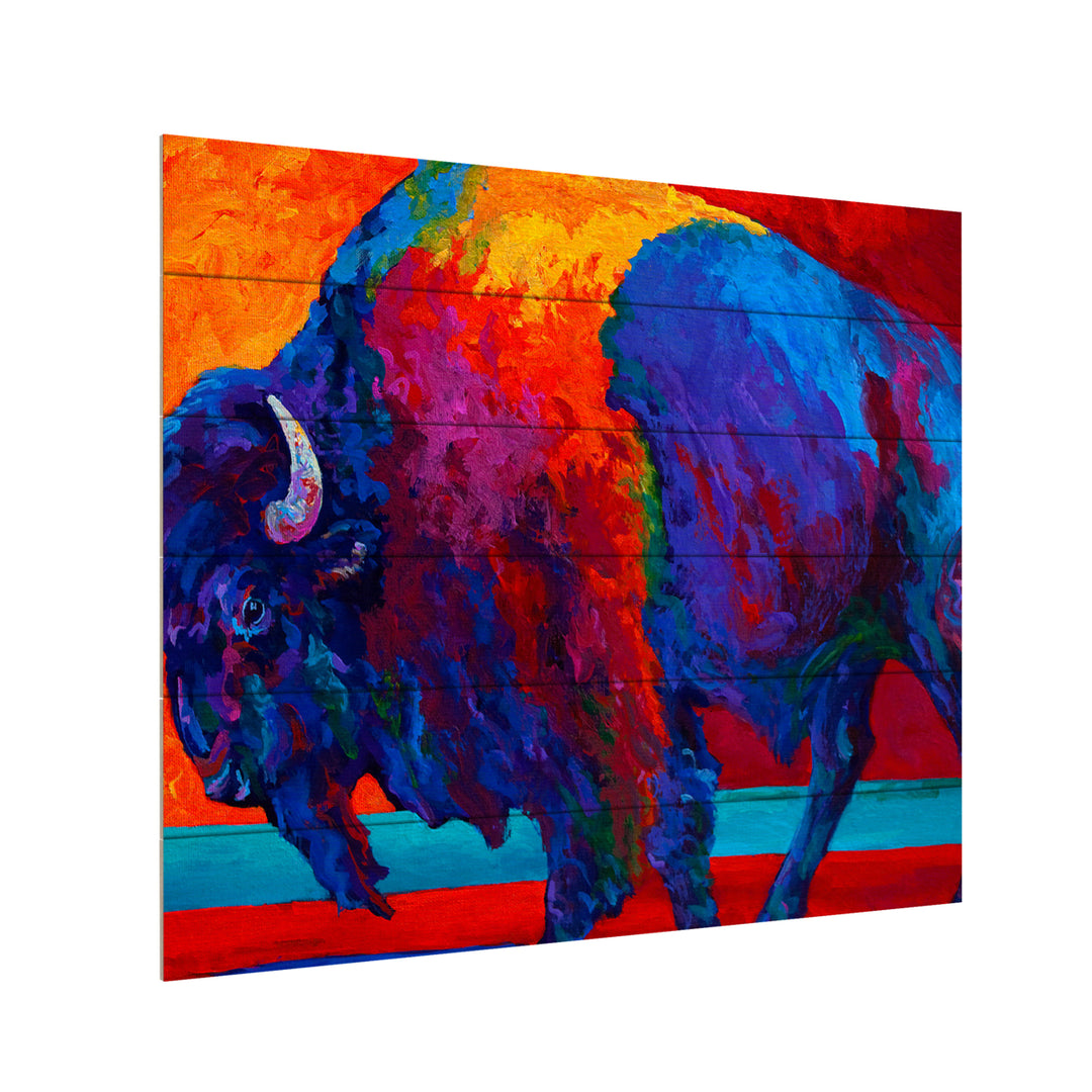 Wooden Slat Art 18 x 22 Inches Titled Abstract Bison Ready to Hang Picture Image 3