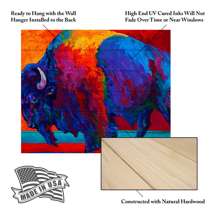 Wooden Slat Art 18 x 22 Inches Titled Abstract Bison Ready to Hang Picture Image 5